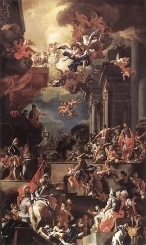 Cuadro Pintura al óleo de La masacre de los Giustiniani en Quíos, lienzo decorativo 60x90cm