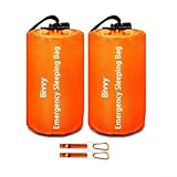 Saco de dormir de supervivencia, paquete de 2 sacos ligeros e impermeables para equipo al aire libre con retención de calor de lámina de Mylar para adultos y niños