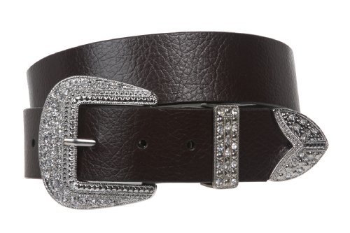 Western Rhinestone Buckle Plain Leather Belt
