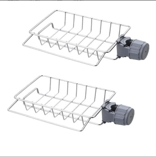 2 Piece Stainless Steel Faucet Rack, Hanging Adjustable Height for
