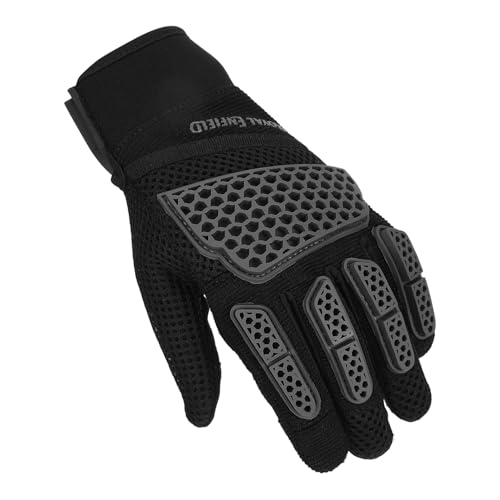 Image of Royal Enfield Street Ace Riding Gloves | Air Mesh- Optimum Ventilation | Microsuede Patch for Grip | Poly Stretch Fabric | Protection- TPR Knuckle Protectors | Dark Black S