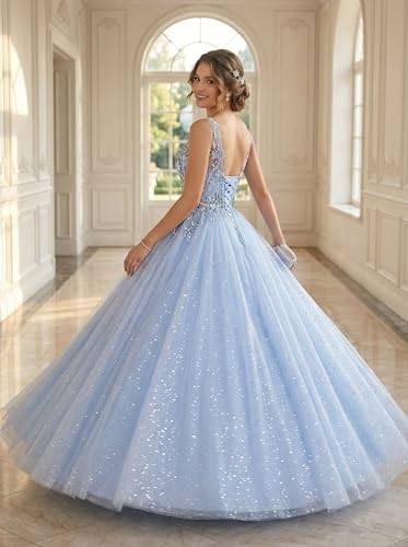 Image of Women's Beading Sweetheart Ball Gown Tulle Layed Long Quinceanera Dress