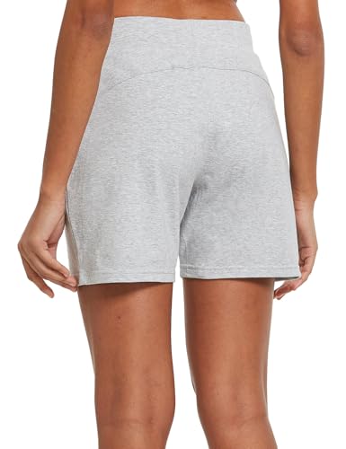 Image of BALEAF Women's Cotton Yoga Shorts Sweat Athletic Lounge Beach Shorts Jersey Pull On with Drawstring Pockets Summer