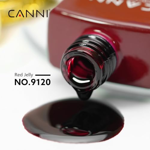 Image of CANNI Dark Red Jelly Gel Nail Polish, 1Pcs Sheer Burgundy Red Gel Polish Deep Wine Color High Gloss Soak Off U V Nail Manicure Salon DIY