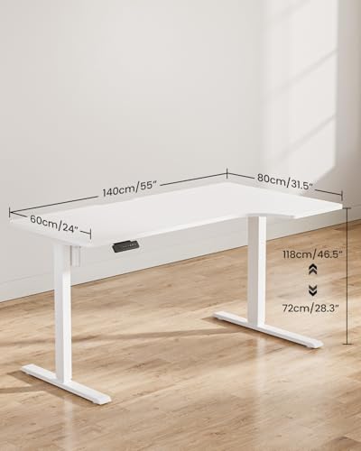 FEZIBO 55×32 inch L Shaped Electric Corner Standing Desk, 4 Memory Height Settings,Home Office & Computer Height Adjustable Table, Ergonomic Sit and Stand Up Workstation with Splice Board,White Top - Image 4