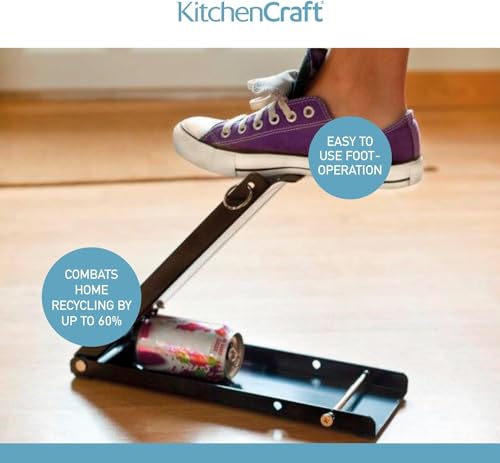 KitchenCraft Dosenpresse, fußbetätigt für Dosen und stabile Dosen, klappbar und verschließbar, 12 x 16 cm
