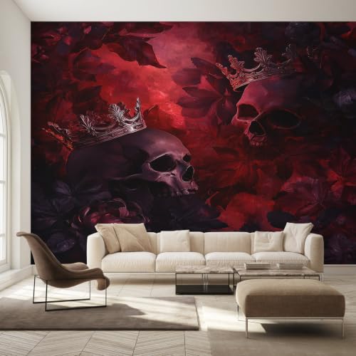 Générique Papier Peint Panoramique Crâne Gothique, Papier Peint Tête de Mort Noir Rouge pour Chambre, Décoration Murale pour Salon, 500 x 350 cm (L x H) Poster Mural & Wallpaper K-MZ&39 – vue 3