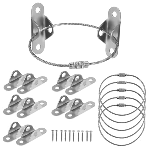 BESTonZON 6 Set Anti-Tipping Furniture Mounts Baby Proofing Straps Secure Wall Anchors Easy Install Mounting Screws Sturdy Steel Wire Construction for Bookshelves Dressers Cabinets