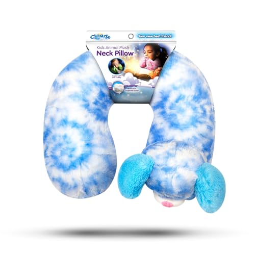 Image of Cloudz Kids Super Soft N' Cuddly Animal Airplane Travel Neck Pillow! Keep Children Comfy and Supported with a Buddy While Traveling or just Resting at Home - Blue Dog