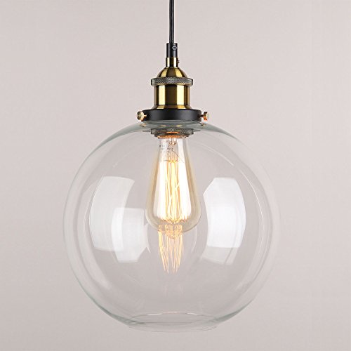 KCO Éclairage suspendu globe transparent pour îlot de cuisine en verre bulle doré luminaire suspendu moderne du milieu du siècle pour salon salle à manger