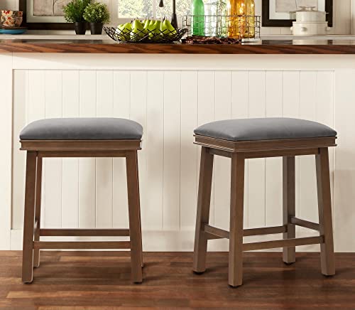 MAISON-ARTS-Bar-Stools-Set-of-2-Clearance-Counter-Height-for-Kitchen-Counter-Wood-Legs-with-Faux-Leather-Padded-Seat-Farmhouse-24in-Height-Barstools-for-34-38-Counter-Island-Upholstered-Stools-Grey MAISON ARTS Bar Stools Set of 2 Clearance Counter Height for Kitchen Counter Wood Legs with Faux Leather Padded Seat Farmhouse 24in Height Barstools for 34 38 Counter Island Upholstered Stools Grey