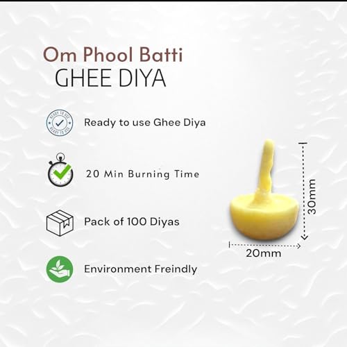 Image of Om Phool Batti Pure Cow Ghee Diya Batti,Readymade Cotton Wicks-300 Pcs.