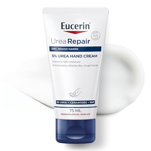 Eucerin UreaRepair Plus 5% Urea Hand Cream with Ceramides Daily Moisture Suitable for Mature & Diabetic Skin Instant 48-Hour Relief for Dry & Rough Skin 75ml