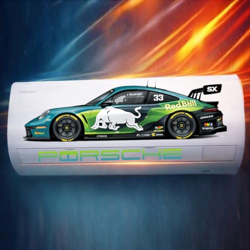 Image of Trending Porschhe 911 Racing AC Sticker, Air Conditioner Premium Vinyl, HD Gloss Finish, 24 Inches, for AC, Wall, Door, Glass (Green)