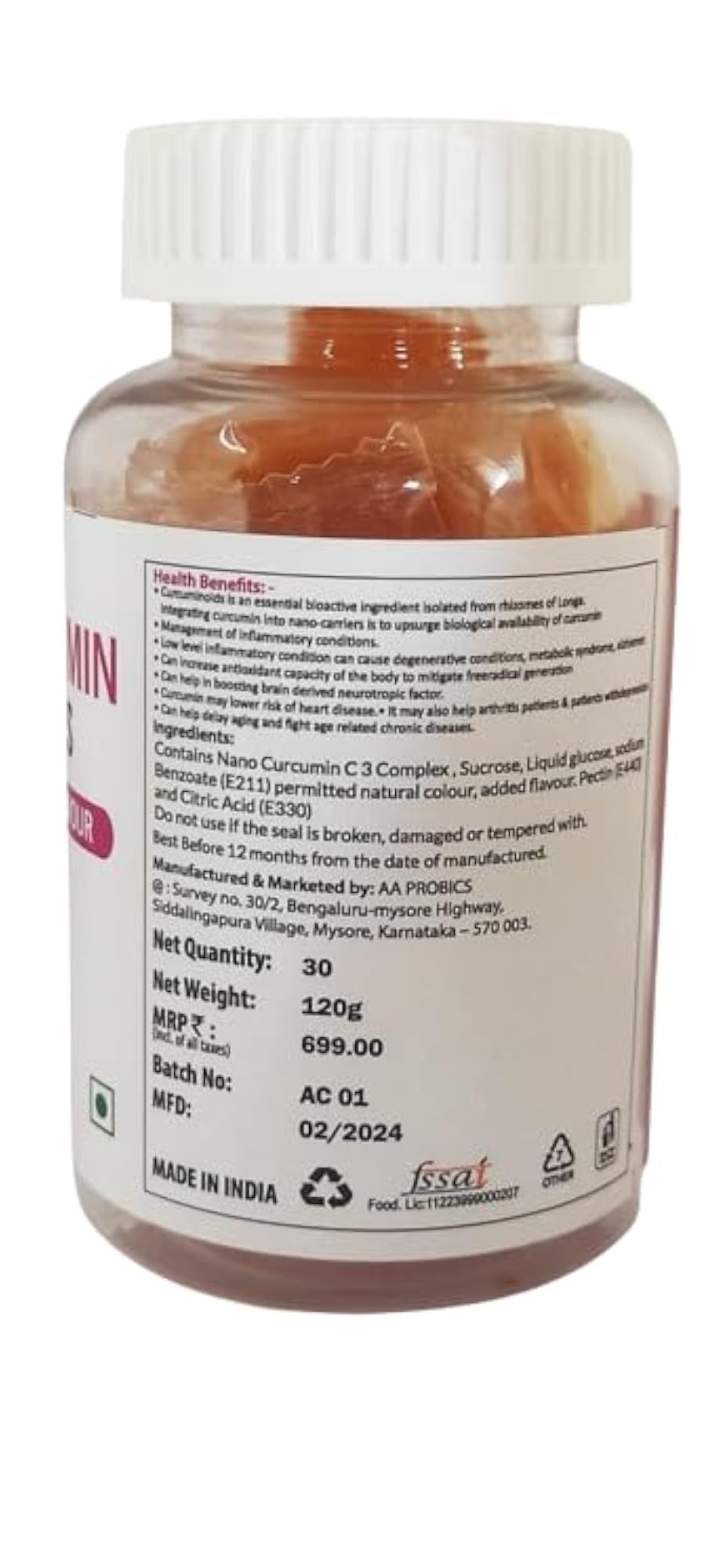 MeWise Curcumin Gummies, Mango Flavour Antioxidant Supplement