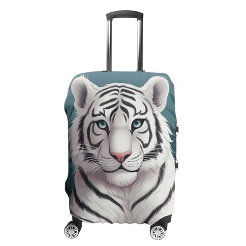 Cute White Tiger Printed Luggage Cover Protector, Fits 18-32 Inch Luggage