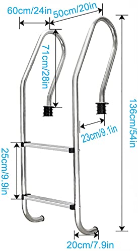 Escalera de acero inoxidable para piscina con 2 peldaños miniatura 2