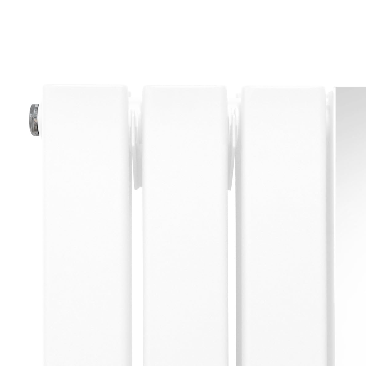 Radiatore con specchio 1800mm x 425mm e valvole TRV cromate Radiatore di design a doppia colonna verticale in acciaio al carbonio Bianco Kit di fissaggio e staffe con spazzola di pulizia