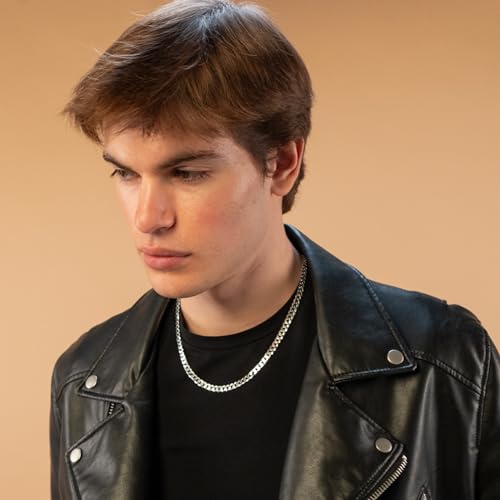 QUADRI Cuban Link Chain for Men – 925 Sterling Silver, 7mm Diamond-Cut Necklace, 16-26 Inch, Cadena de Plata para Hombre, Made in Italy, Gift for Him4