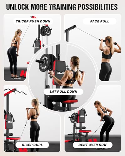 LS01 LAT Pulldown Machine, LAT Row Cable Machine with AB Crunch, LAT Tower with Cable Row Attachments, 3 in 1 Pulley Stations for Home Gym - Image 5