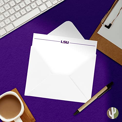 Image of Desert Cactus LSU 10 Pack Notecards Stationery Cardstock Tigers Geaux Louisiana State University Includes Envelopes Memo Party Thank You (Notecard 1a)