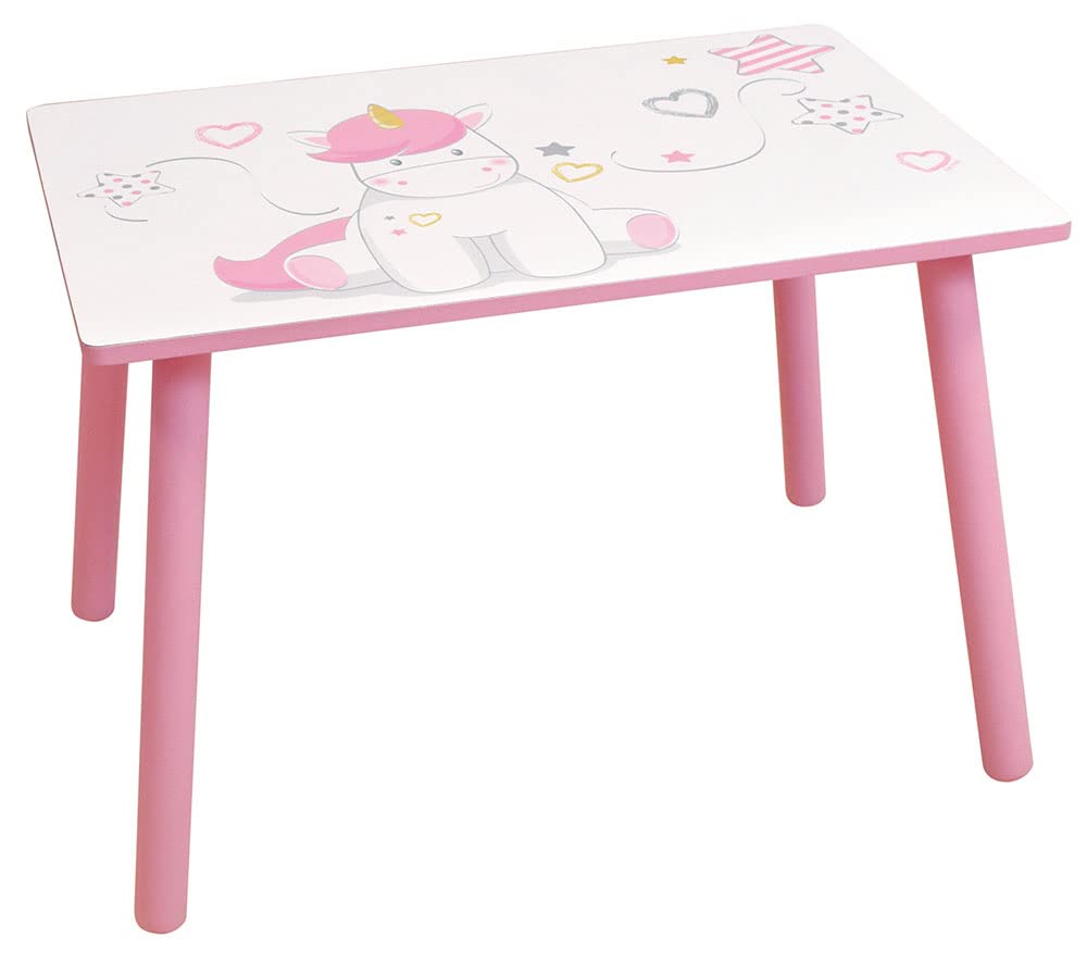 Fun House Enfant 713527 Licorne Table H.41, L.61 42 cm avec Une Chaise H.49,5 x L.31 x P.31,5 cm, Rose