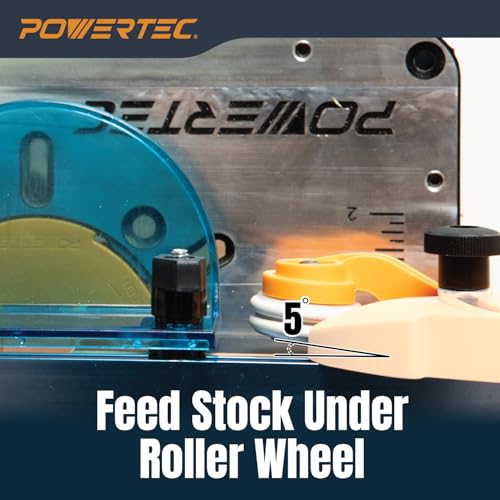 Image of POWERTEC Adjustable Roller Stock Guide, One Way Bearing Stock Feeder Tool - Reduce Kickback & Increase Shop Safety - For Table Saw, Router Tables, Band Saws, Auxiliary Fence w /T-Slot Mount (71935)