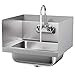 Giantex Commerical Washing Sink NSF Stainless Steel Wall Mount Hand Washing Basin with Faucet & Side Splashes Heavy Duty Hot & Cold Temperature Water Inlet