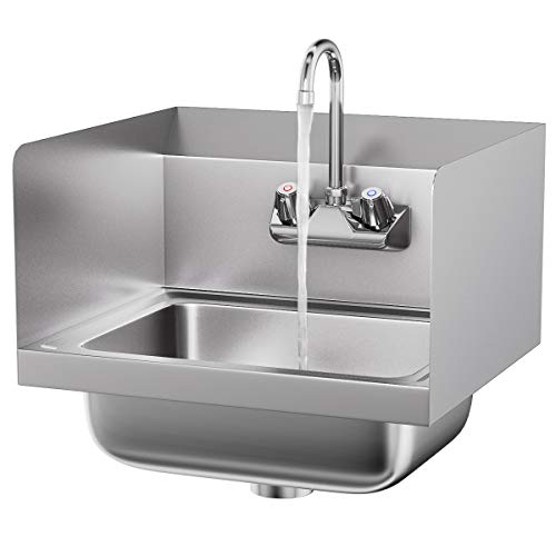 Flash Deals - 70% OFF Giantex Stainless Steel Hand Washing Sink with Wall Mount Faucet & Side Splashes Commercial Kitchen Heavy Duty Hot & Cold Temperature Water Inlet Washing Basin, Silver Flash Deals - 70% OFF Giantex Stainless Steel Hand Washing Sink with Wall Mount Faucet & Side Splashes Commercial Kitchen Heavy Duty Hot & Cold Temperature Water Inlet Washing Basin, Silver