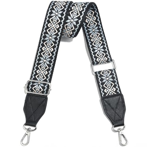 Image of Purse Strap,1.5 inch Leather End Shoulder Strap Adjustable Replacement,Retro Multi-Pattern Crossbody Bag Straps