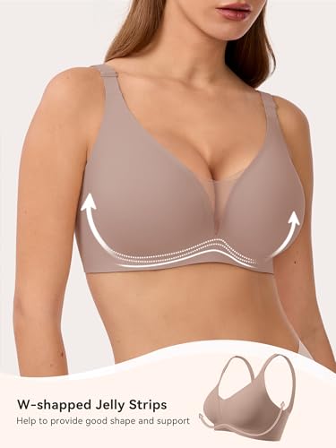 Image of LUCKMEEY Bras for Women No Underwire Deep V Wireless Bra Push Up Seamless Bras Full Coverage Bralettes Everyday Bra