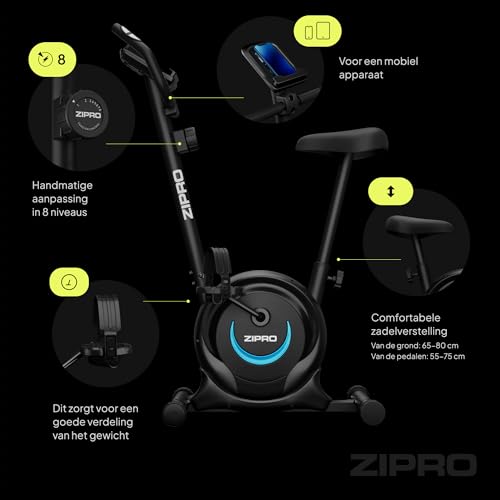 Zipro One S Magnetische fitnessfiets voor volwassenen, tot 110 kg, zwart, één maat, eenheidsmaat - Afbeelding 4