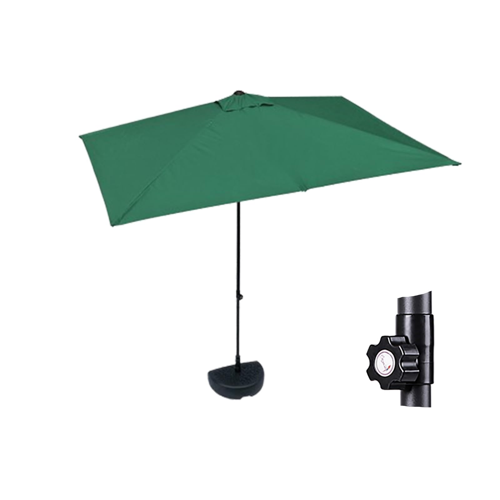 REBOTZ Parasol Garden Parasol Windproof Semicircular Parasol Large Diameter 200cm/250cm Suitable for a variety of places such as outdoor gardens(without base)(Dark Green,200x100cm)