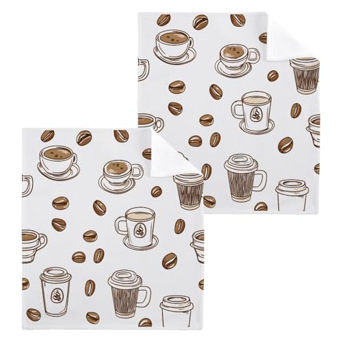 ALAZA Wash Cloth Set 100% Cotton Fingertip Towels Face Cloths Sets Coffee Highly Absorbent Soft Feel Set of 2