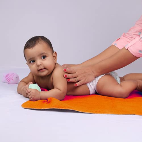 Image of Mylo Baby Waterproof Mattress Protector for Baby (0-3 Years), Extra Absorbent, Soft and Reusable Quick Dry Sheets (Medium, 100cm x 70cm, Peach)