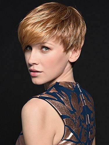 Point Wig Color Hot Aubergine Mix - Ellen Wille Wigs 4.5" Short Asymmetrical Cut Cropped Synthetic Monofilament Crowne Average Cap Sharp Bangs Natural Hairline Peluca Bundle MaxWigs Hairloss Booklet