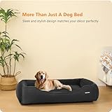 HMTOPE Hundebett, Hundesofa, Hundematte aus Cord, S/M/L, rutschfest, Abnehmbar und Waschbar, Weich und Atmungsaktiv, Dunkelgrau, 110 x 85 x 27 cm