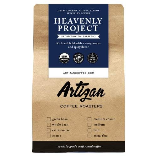 Artizan Coffee USDA Organic Whole Bean Coffee | Heavenly Project Decaf Blend | Dark Roast | 10 oz | Roasted in South Florida
