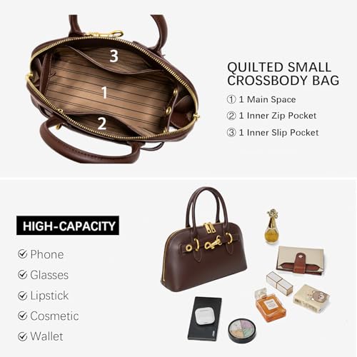 Genuine Leather Crossbody Purse for Women | Structured Top Handle Satchel Shoulder Bag with Adjustable Strap3