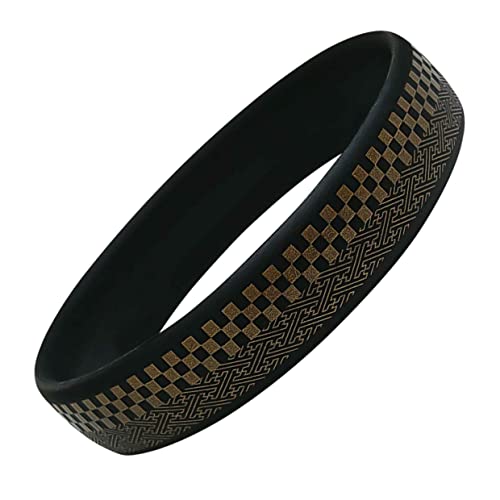 OLUAGE 日本製 静電気 防止 除去 ブレスレット メンズ レディース スパークノンXリストバンド (市松紗綾 ブラックxゴールド M サイズ)