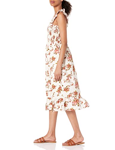 Image of The Drop Womens Kimi Ruffled Shoulder Smocked Midi Dress