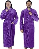 Gräfenstayn® Damen & Herren Kuschelfleece Bademantel ohne Kapuze mit Öko-Tex Standard 100 in Größe S-XXXL (L, Lila)