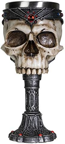 SUMMIT COLLECTION Crowned Gothic Ossuary Skull Wine Goblet Remova...