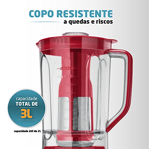 Liquidificador Turbo, Mondial, Vermelho/Inox, 1100W, 110V - L-1100 RI