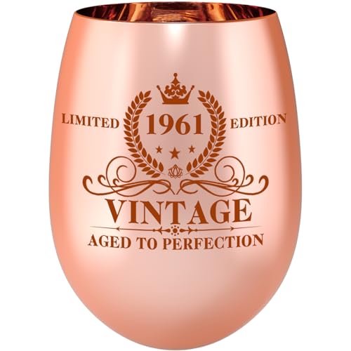 1961 65th Birthday Wine Glass Gifts for Women Her Wife Mom Grandma Sister