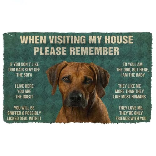 ���փ}�b�g ���[�f�V�A���E���b�W�o�b�N���̃n�E�X���[�����o���Ă����Ă������� 50×80cm doormat Please Remember Rhodesian Ridgeback Dogs House Rules