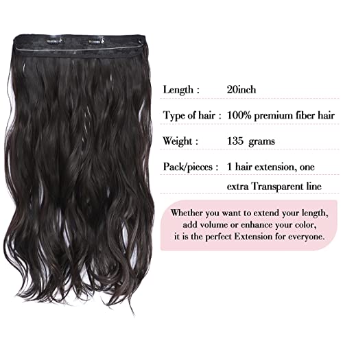 Dark Brown Hair Extensions 20 Inch Hair Extension Invisible Wire Hair Extensions Synthetic Hair Pieces for Women Natural Wavy Hair Extension - Image 2
