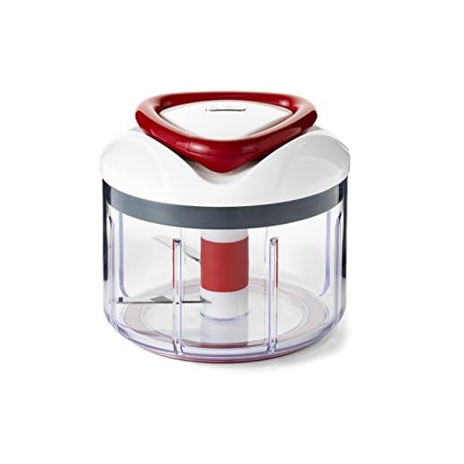 Zyliss Easy Pull Food Processor | 75cl Capacity | Plastic/Stainless Steel | White/Red | Manual Handheld Food Chopper/Slicer/Blender with Pull Cord | Dishwasher Safe | 5 Year Guarantee