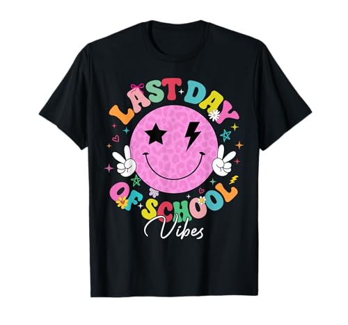 Groovy Last Day of School Vibes Teacher Student Graduation T-Shirt