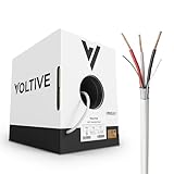 Voltive 18/3 Shielded Low Voltage Wire, Riser CL3R, White, 500ft - 18AWG, 3 Conductors, Overall Shield, Stranded Bare Copper, UL Listed - V-1254-1